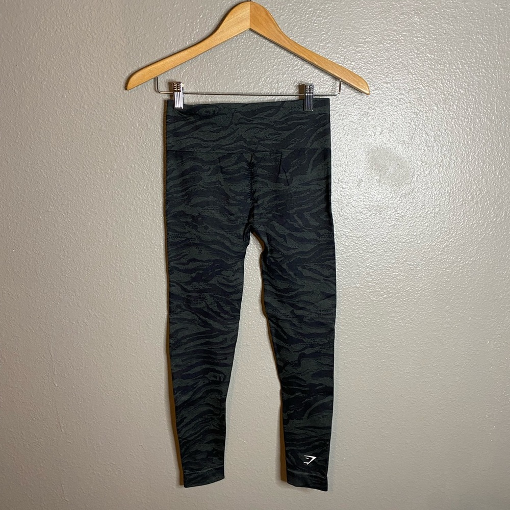 Gymshark Black and Green Zebra print, high waisted Leggings - Picture 2 of 5